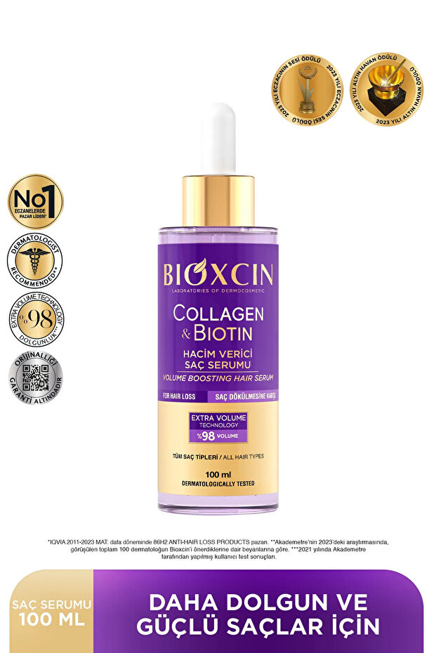 Collagen & Biotin Saç Dökülmesine Karşı Serum 100 ml – Hidrolize Kolajen, Biotin, BioComplex B11 - 3