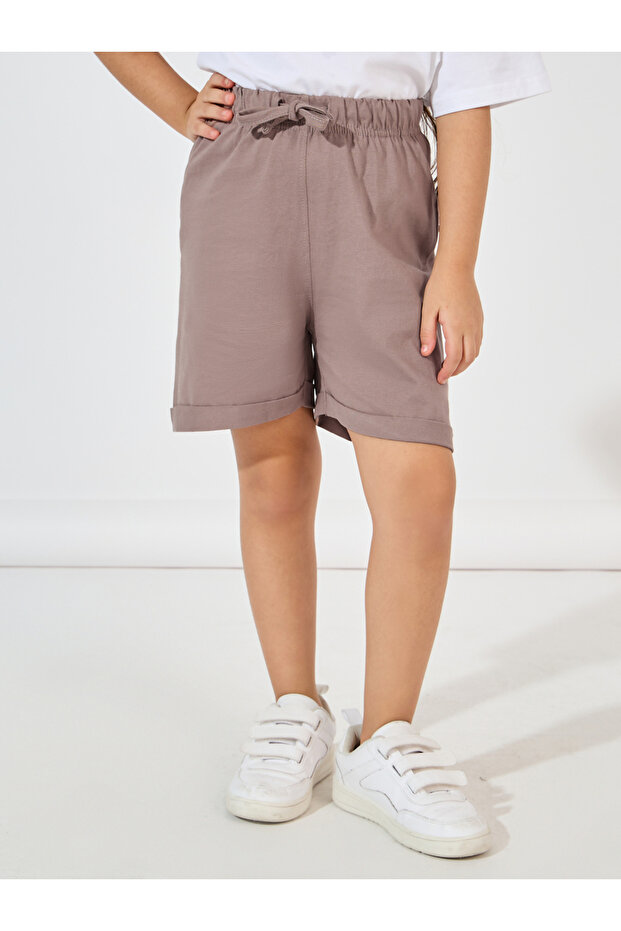 Basic Shorts with Turn-Up Hem - 1