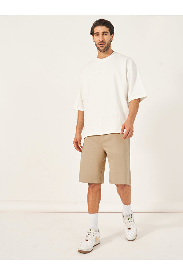Oversized Solid Shorts with Drawstring - 2