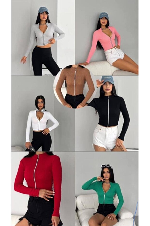 Kaşkorse Tam Fermuar Crop - 4