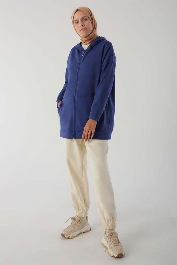 Saks01-Fermuarlı Sweat Hırka - 1