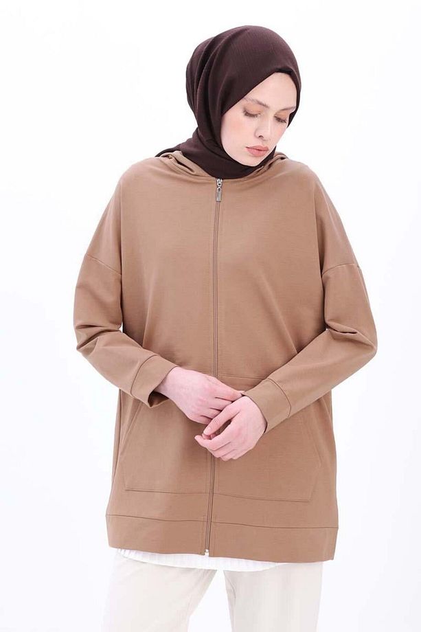 Vizon-Fermuarlı Sweat Hırka - 5