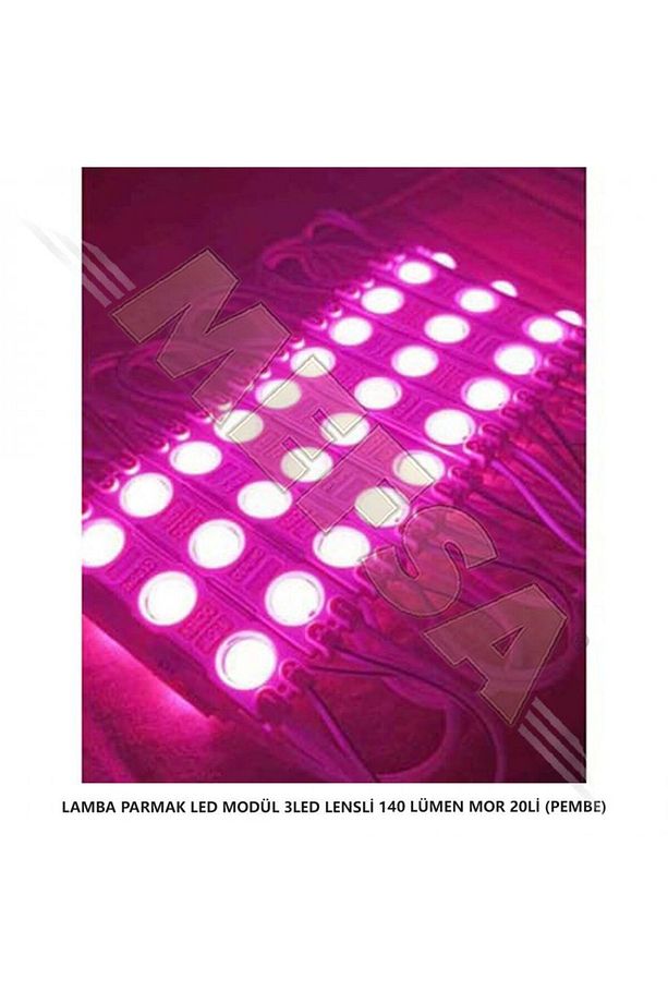 Parmak Led Lamba Pembe 3 Led 140 Lümen 12 Volt 10,lu - 3