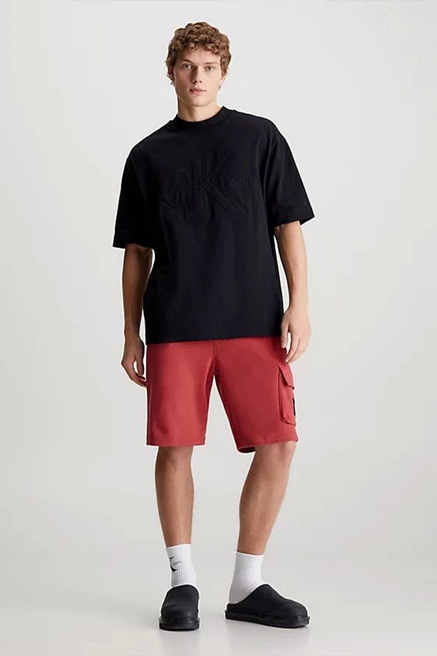 Erkek Garnet Kargo Cepli Kırmızı Jogger Şort - 1
