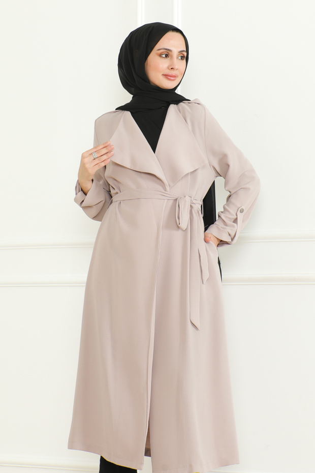 قبعة من الكتان باللون البيج - 4