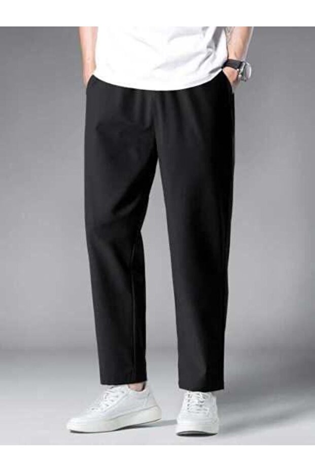 Black Straight Leg Comfortable Wear Large Size Sweatpants Unisex