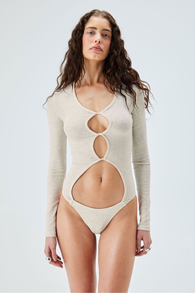 Stella Bodysuit - Bej Melanj - 1