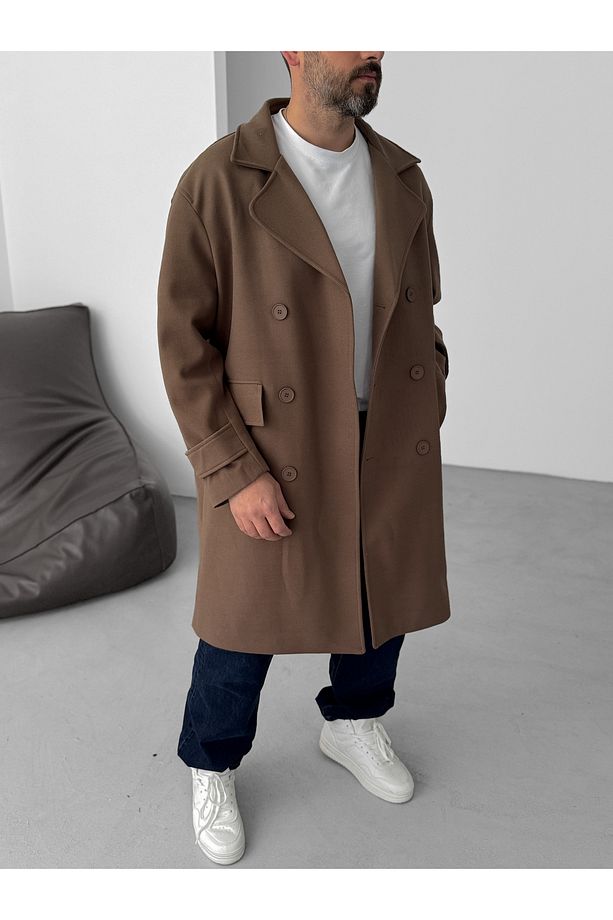Açık Kahve Oversize Kaşe Kaban V-50-09 - 6