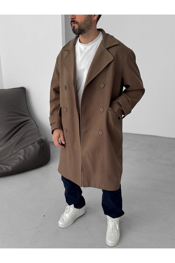 Açık Kahve Oversize Kaşe Kaban V-50-09 - 3