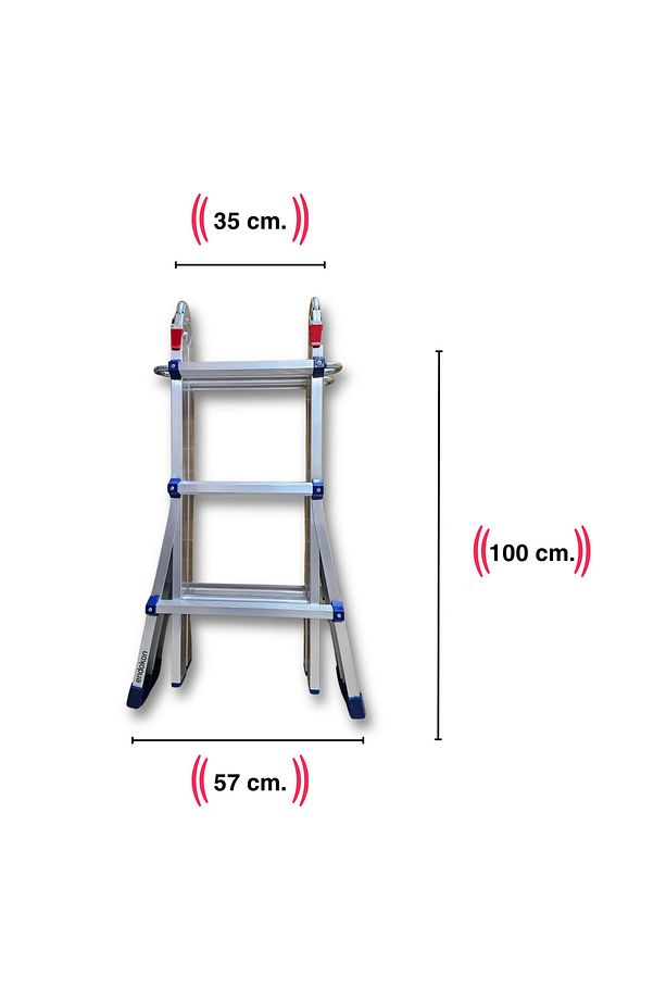 300 Cm. 10 Basamak A Ve I Tipi Katlanıp Uzayabilen Mini Dev Alüminyum Merdiven - 2