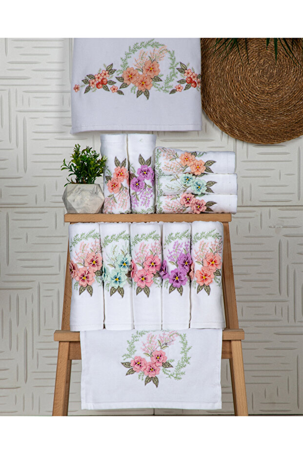 Buldan Üretim Dowry Fairy Velvet 6-Piece Hand/Face Towel I 50X90