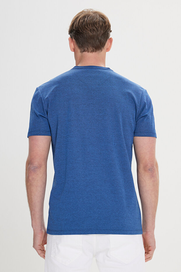 Slim Fit Dar Kesim Bisiklet Yaka Pamuklu Tişört - 5