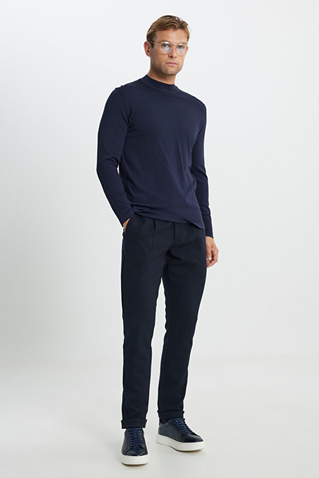 Standart Fit Normal Kesim Yarım Balıkçı Yaka Basic Triko Ekru Kazak - 2