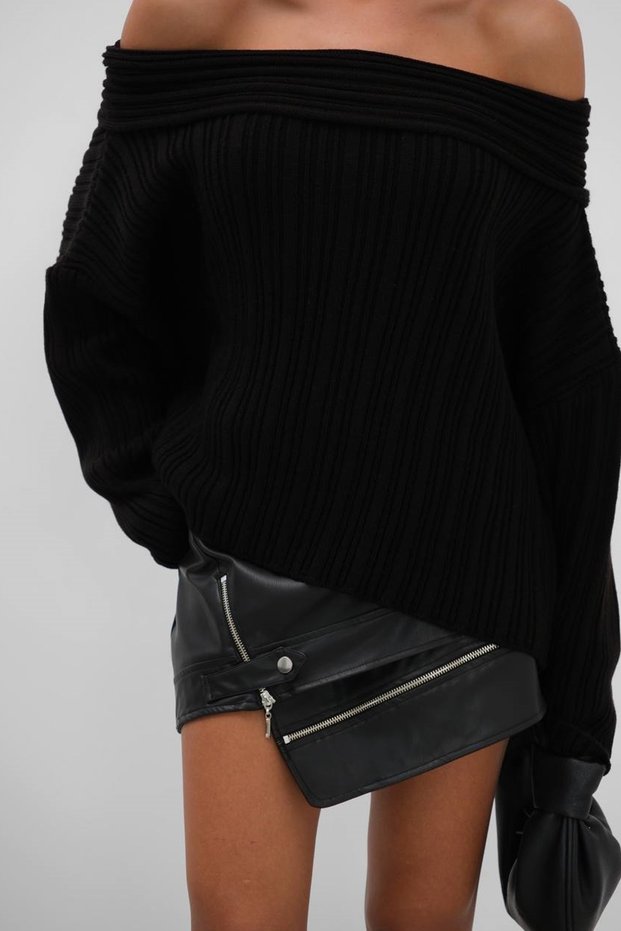 New Season Boat Neck Ribbed Knitwear Women's Sweater 24W16006
