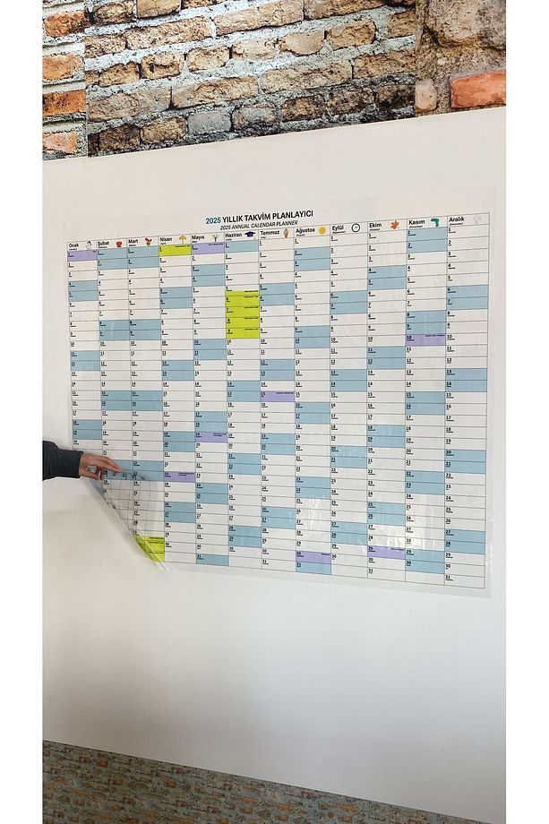 100X120cm 2025 Yıllık Takvim Planlayıcı Statik Akıllı Kağıt Tutunan Pratik Sihirli Tahta - 2