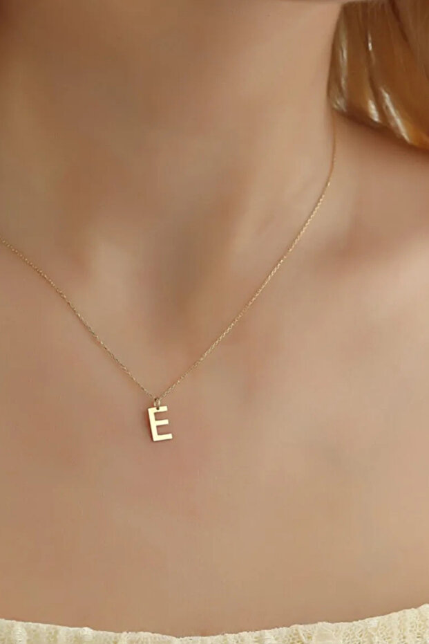 Altın E Harfi Kolye - 1