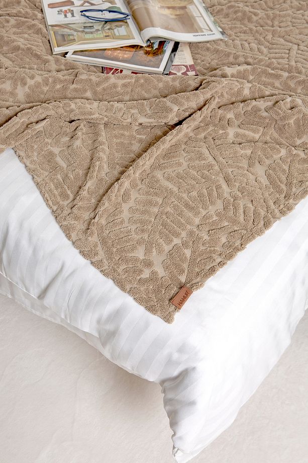 İskandinav Yatak Örtüsü Seti Çift Kişilik Set Bohem Punch Panç Desen Forest Natural - 3