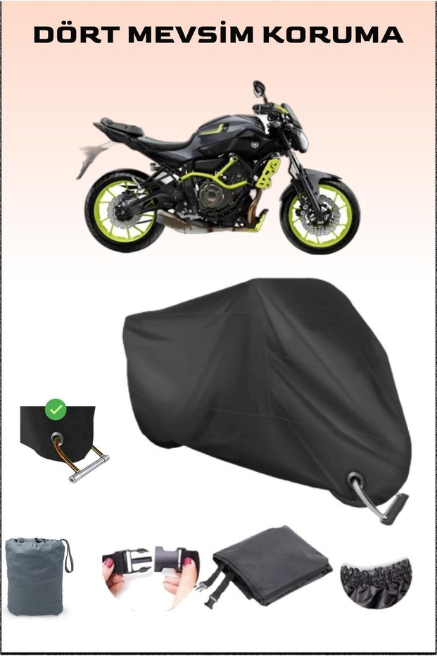 Black Yamaha Mt-07 Lock Compatible Motorcycle Tarpaulin for Abs, Safe, Waterproof