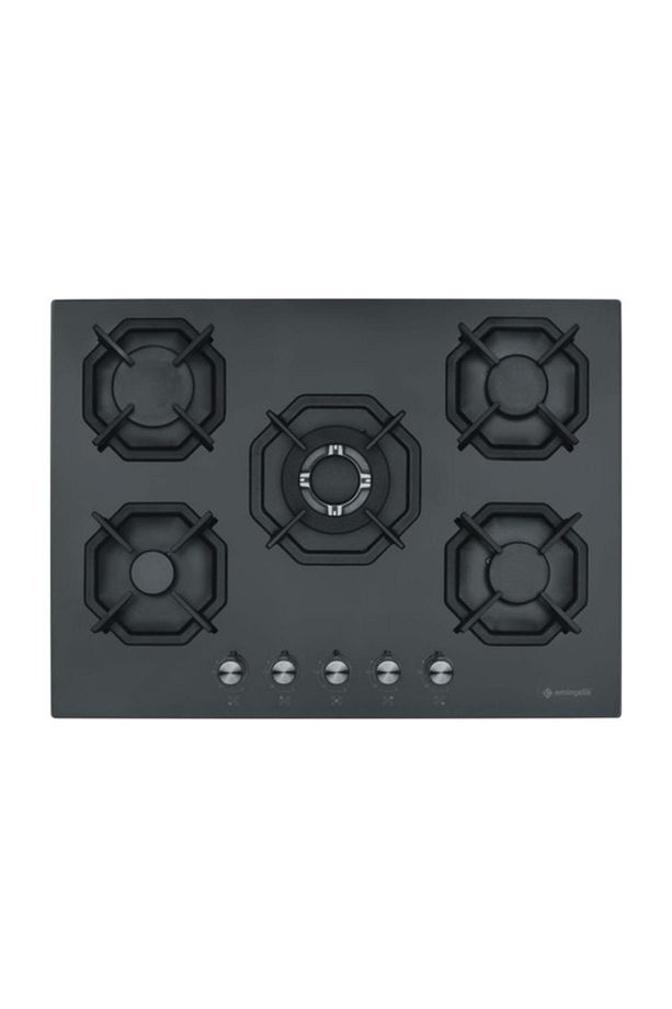 Ec-ah 2250 Bw Bg70 Sng 5 Gözü Gazlı(WOK GÖZLÜ) 70 Cm Siyah Cam Ankastre Gömmeli Ocak - 1