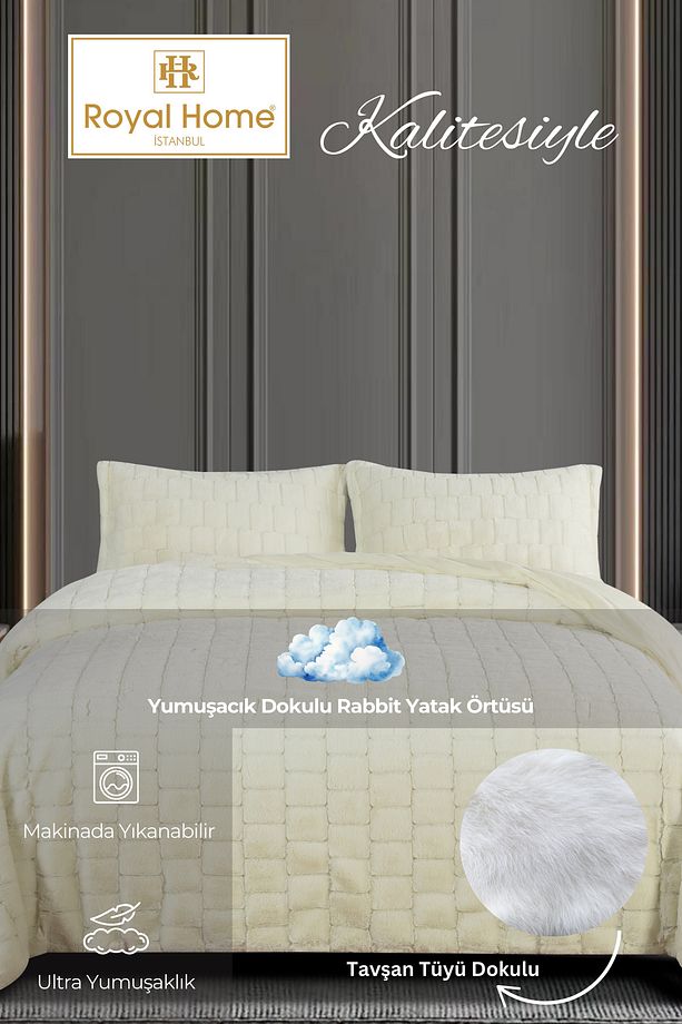Luxury Rabbit Tavşan Tüyü Yatak Örtüsü Çift Kişilik - 6