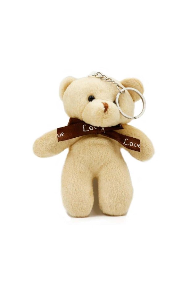 Plush Teddy Bear Keychain, Gift Bag Ornament, Plush Cream Color Keychain and Bag Ornament