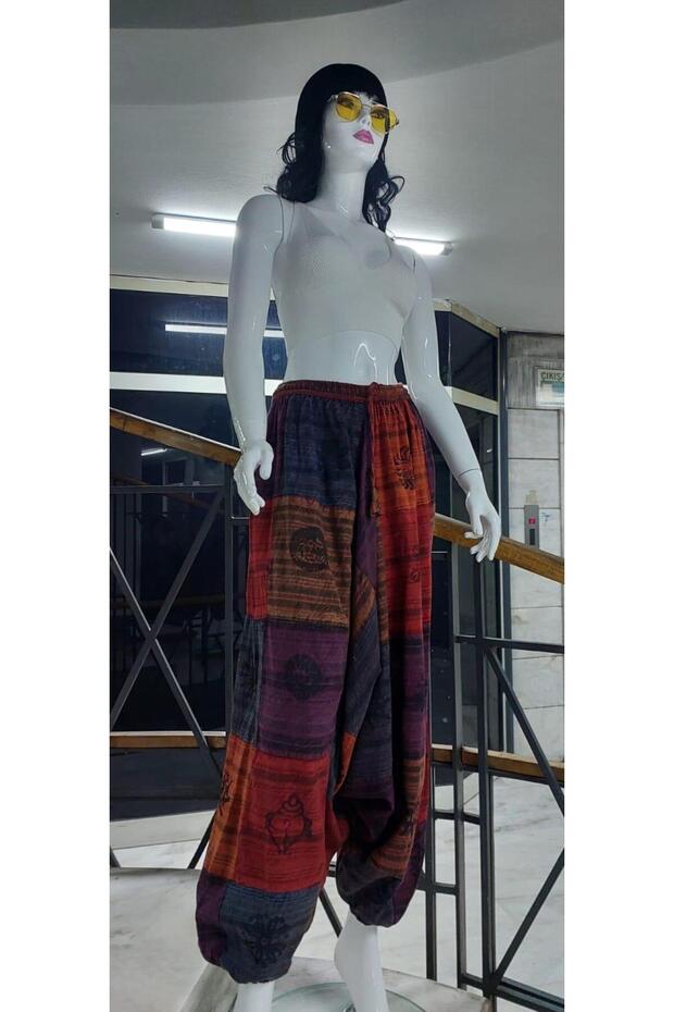 Hint Otantik Yıkamalı Taşlanmış Patchwork Uniseks Şalvar Pantolon (100 CM) - 6