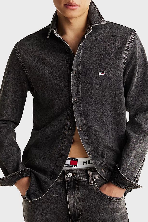 Streç Pamuklu Regular Fit Klasik Yaka Kot Gömlek Erkek KOT GÖMLEK DM0DM20619 1BZ - 1