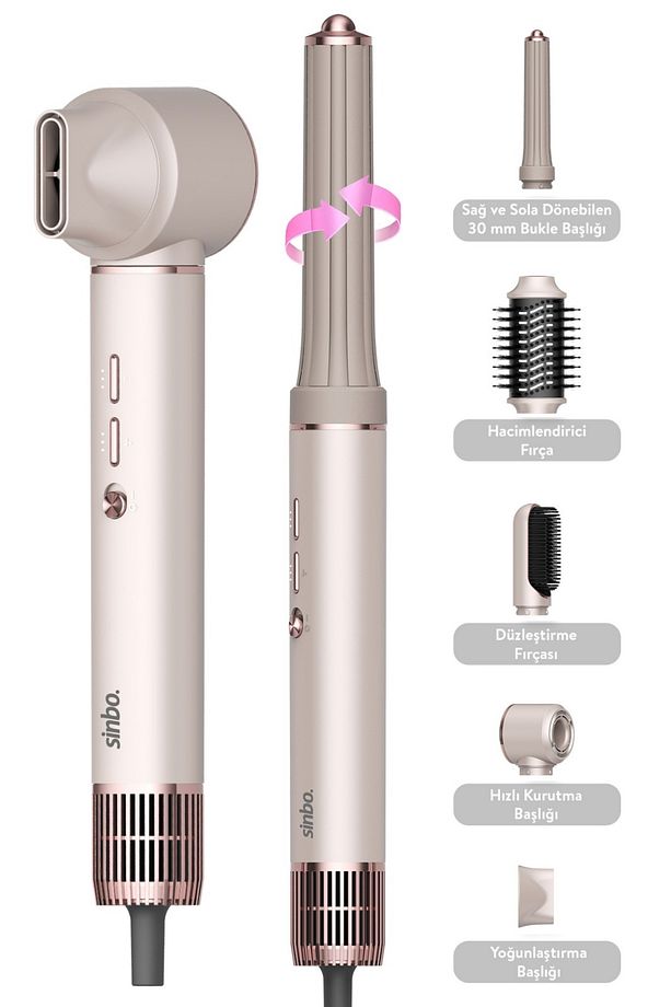 Pro  Compact Uzun Multi-Styler Saç Kurutma Makinesi, Fön Makinesi,5in1,shd-1729, Çanta Hediye - 1