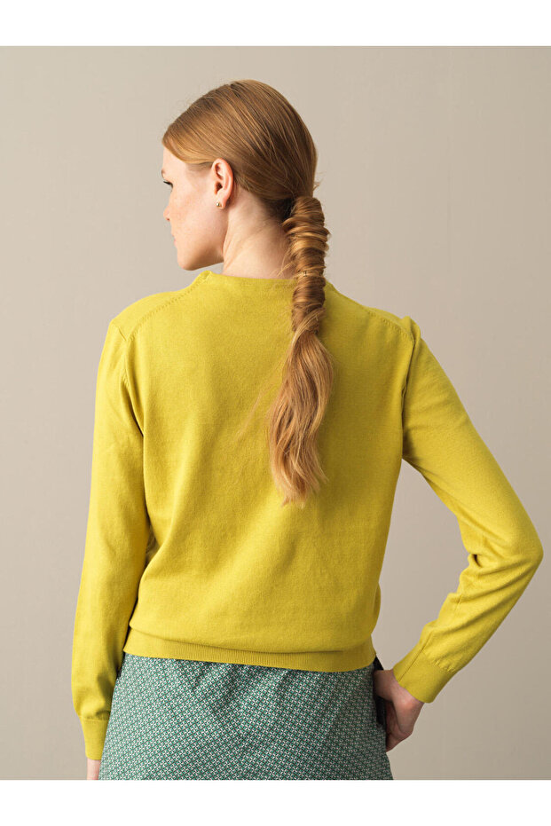 Kadın Sarı Regular Fit Basic Kazak - 2