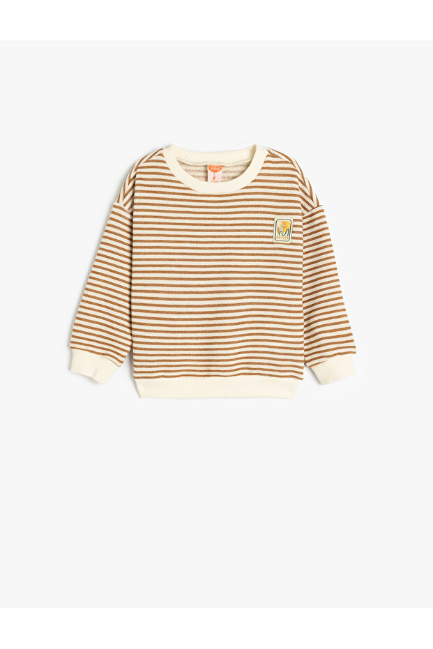 Crew Neck Long Sleeve Striped Sweatshirt