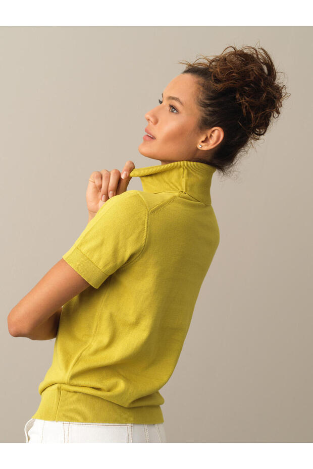 Kadın Sarı Rahat Kesim Basic Kazak - 2