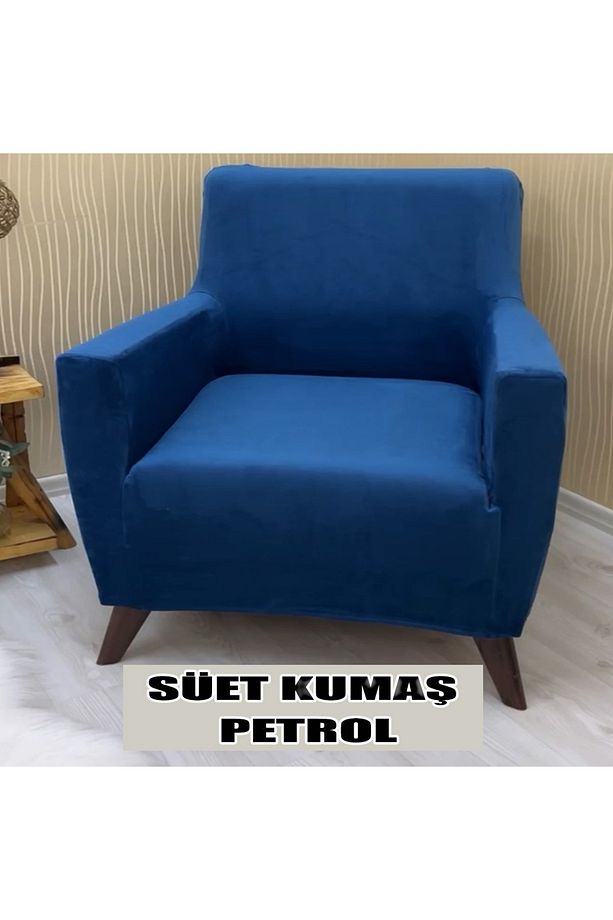 Süet Detaylı Angora Kumaş 2 Adet Üçlü & Çekyat- 2 Adet Tekli Set Koltuk Kılıfı - 3