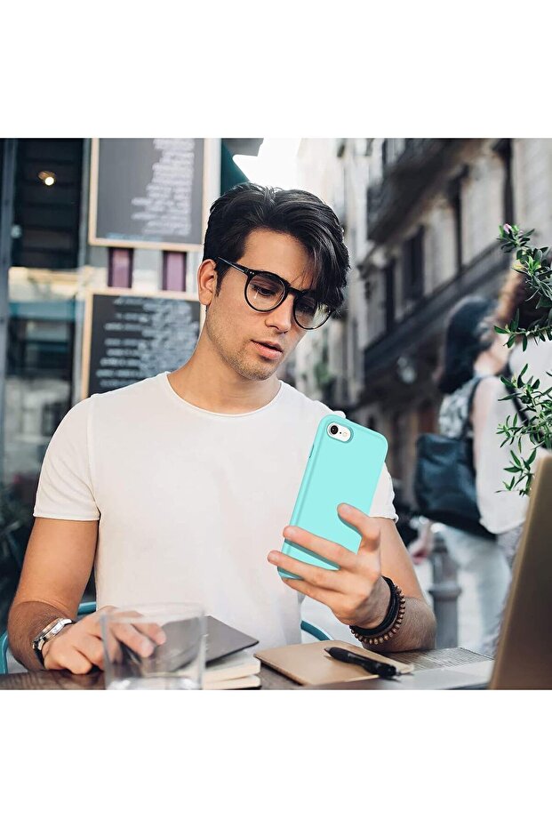 حافظة سيليكون لهاتف iPhone SE، حافظة هاتف متوافقة مع iPhone 7/8 مع بطانة من الألياف الدقيقة (فيروزي) - 5