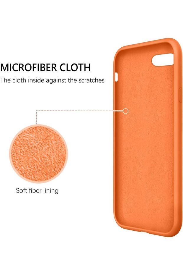 حافظة سيليكون لهاتف iPhone SE، حافظة هاتف متوافقة مع iPhone 7/8 مع بطانة من الألياف الدقيقة باللون البرتقالي - 2