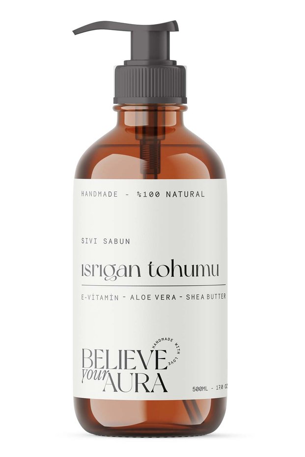 100% Natural Nettle Seed Oil Hand and Skin Liquid Soap - E-Vitamin Aloe Vera Shea Butter - 500 ml