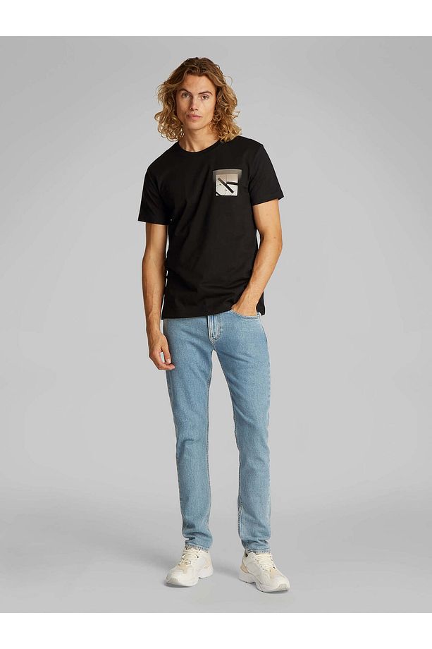 Erkek Regular Fit Pamuklu Göğüste CK Logolu Bisiklet Yaka Kısa Kollu Siyah T-Shirt J30J327092-BEH - 2