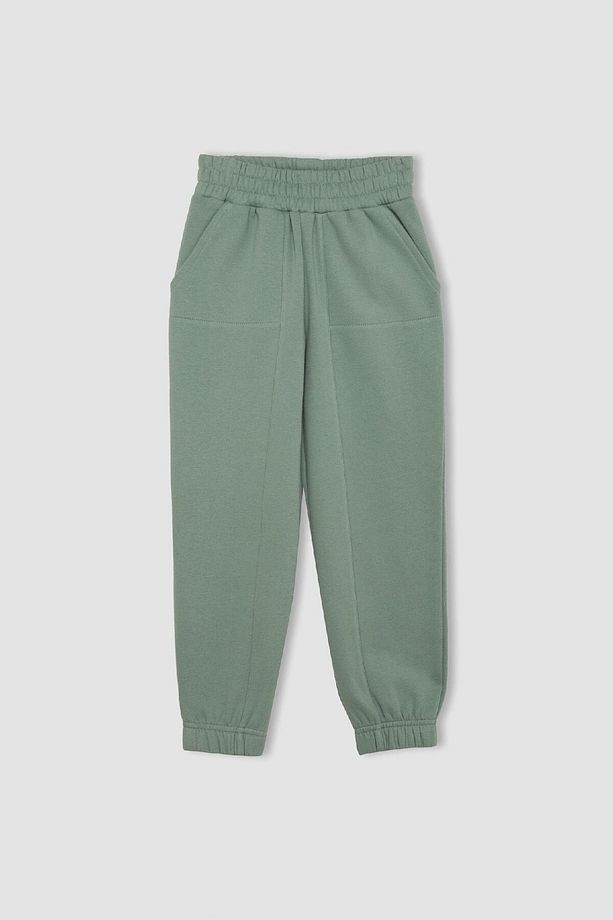Kız Çocuk Beli Paçası Lastikli Cepli Basic Düz Kalın Jogger Eşofman Altı D3840A824WN - 7