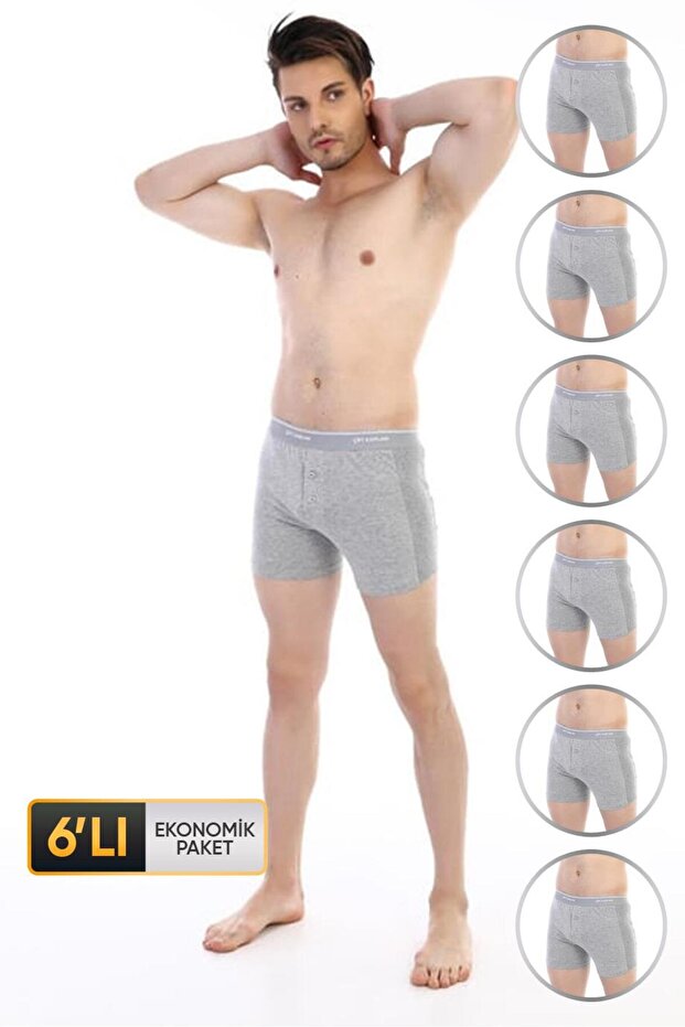 Men's elastane Piped gray melange boxer shorts 880 economic pack of 6