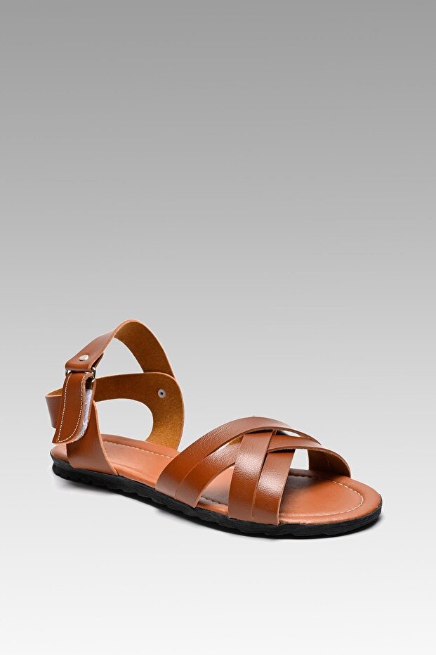 Kadın Taba Deri Sandalet BYNDCGL01 - 6