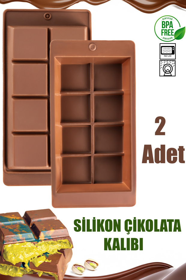 MYS 30301-1 Çikolata Kabı Dubai Silikon, 2 adet Çikolata Yapma Kalıbı Bpa Free Pratik Çikolata Kabı - 1