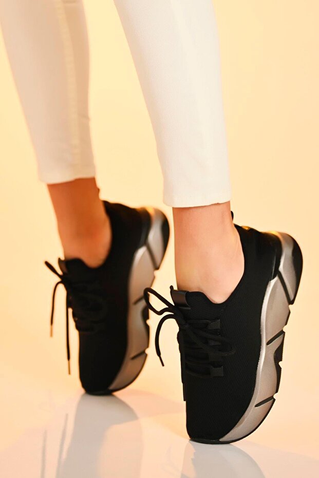 Černé platinové dámské sportovní tenisky - 4,5 cm Multi Byndrsl400 - 2