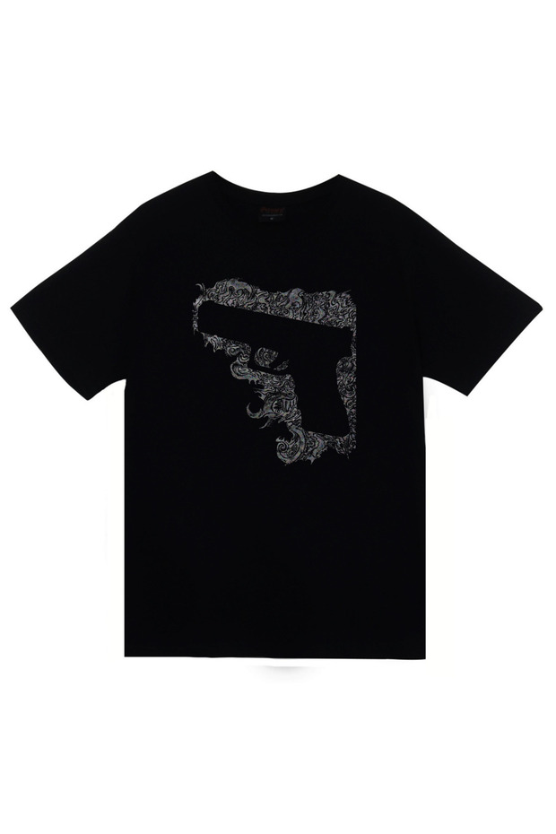 Pistol Gun Printed Unisex 100% Cotton Black T-Shirt