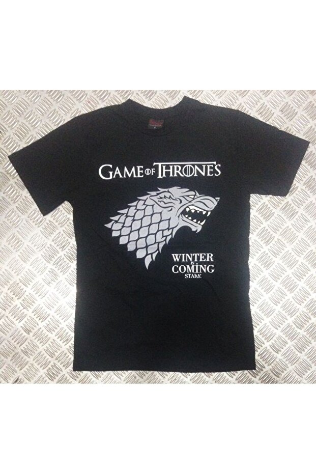 تي شيرت أسود مطبوع للجنسين من Game Of Thrones مصنوع من القطن بنسبة 100%