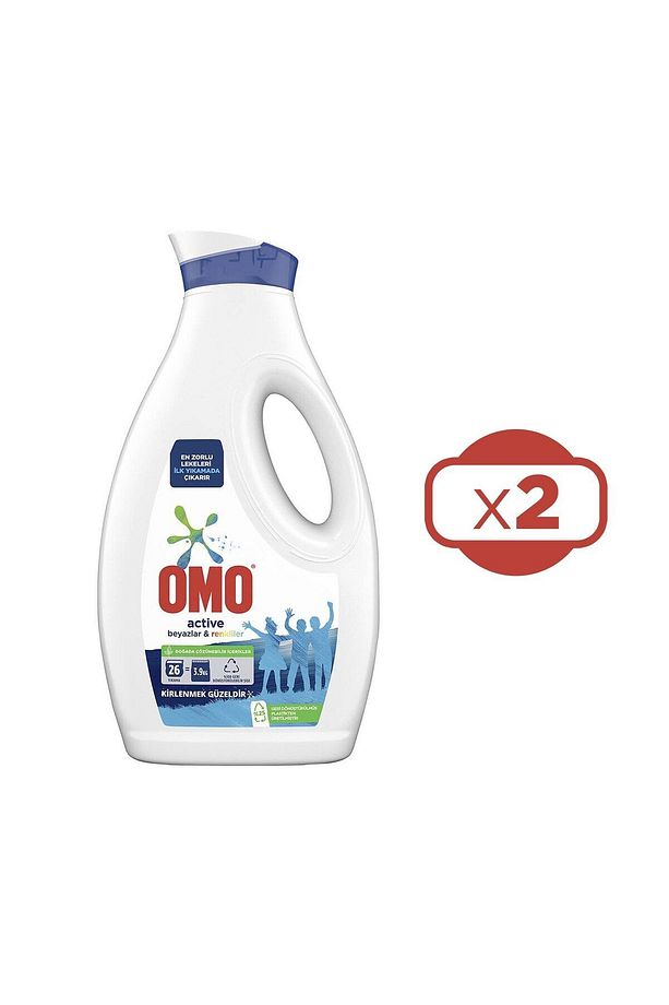 Active Beyazlar Renkliler Için Sıvı Deterjan 26 Yıkama 2 X 1690 ml - 2