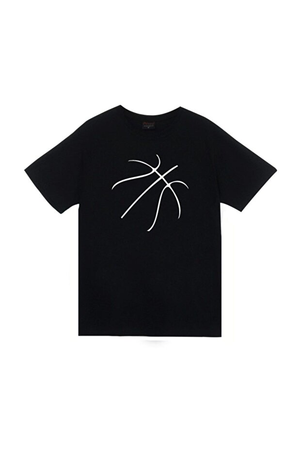 Unisex Black Basketball Ball Printed T-shirt