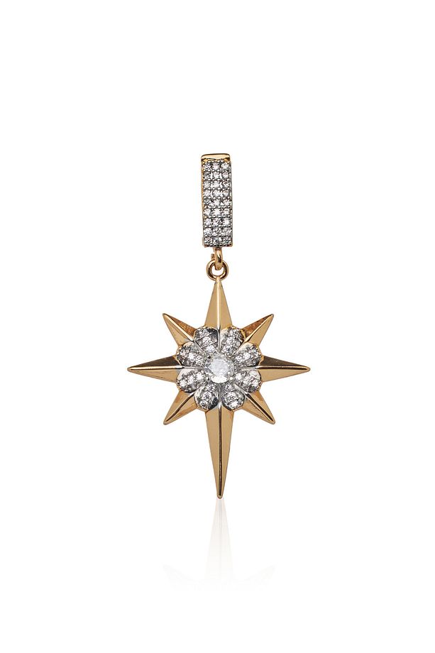 Zirkon Taş Detaylı Gold Kutup Yıldızı Ajda Charm ve Kolye Ucu - 3
