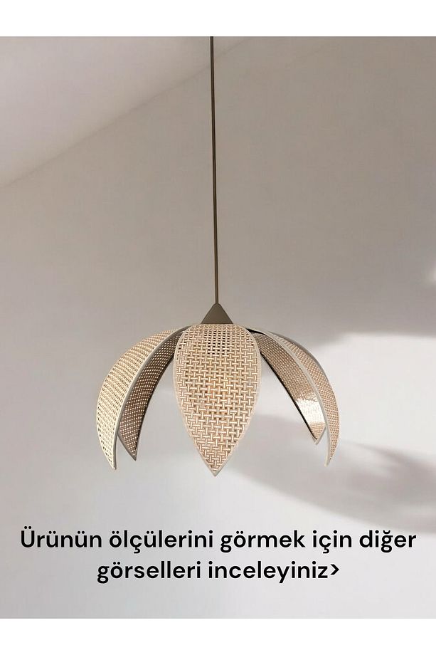 modern hazeran görünümlü yapraklı çiçek şeklinde bohem rustik avize - 3