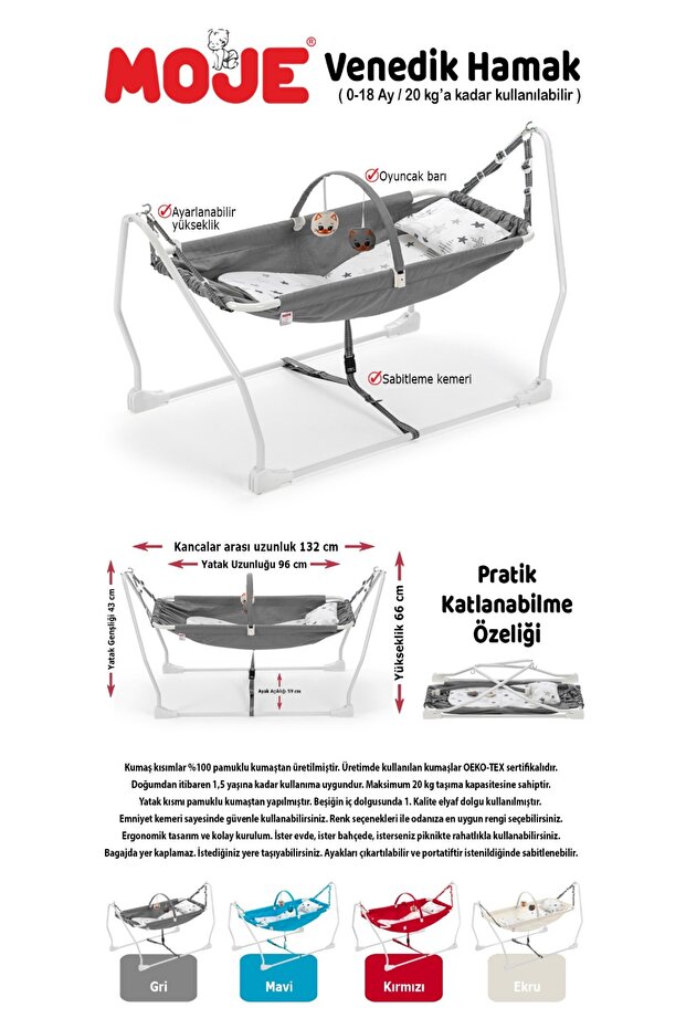 Venedik Hamak Gri Sallanır Ve Sabitlenir - 6