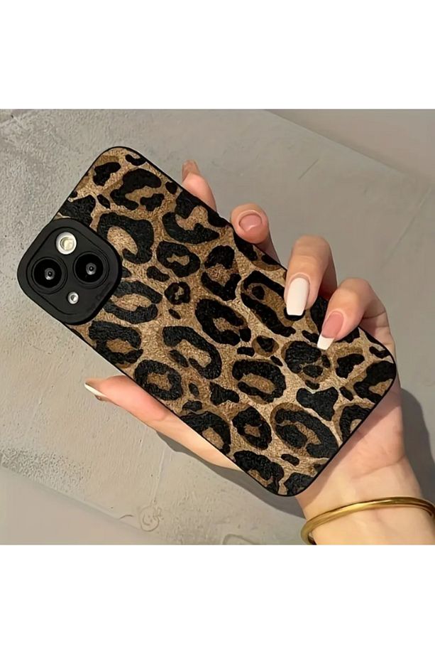İphone 15 Plus / 14 Plus Uyumlu Kılıf Mat Sarı Leopar Desenli Yumuşak Kamera Korumalı Kapak - 4