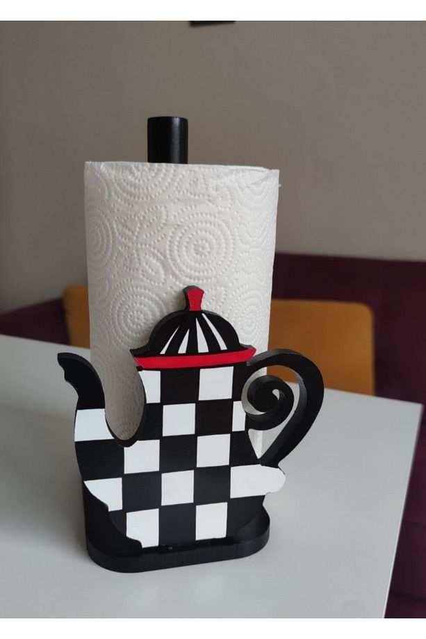 Dama desenli çaydanlıklı kağıt havluluk rulo havluluk teapot checkered - 1